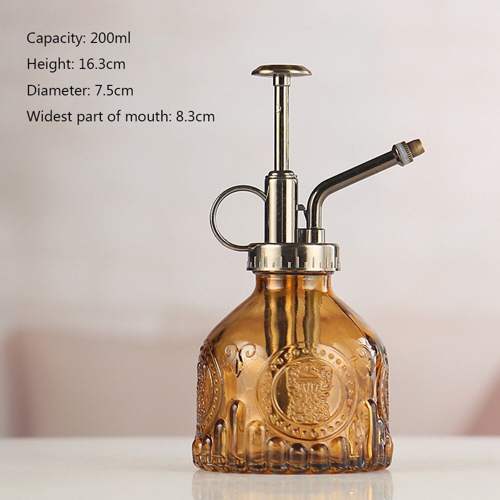 Regadera Retro para plantas, botella de vidrio, rociador de agua para riego de flores, suministros de riego de jardinería, 200ML: gold 200ml