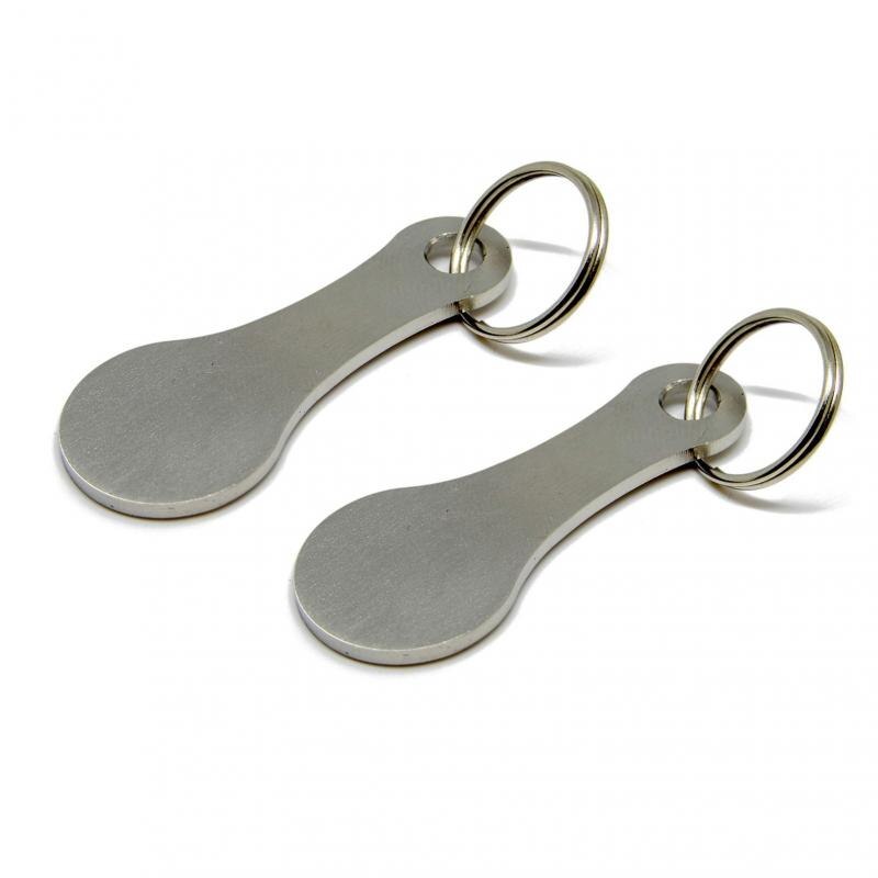 2pcs/lot key Ring Shopping Cart token Metal KeyChains Pluggable Metal Aluminum Alloy Decor Release Hook: silver