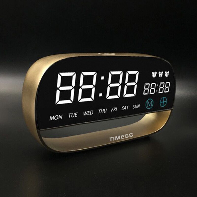 TIMESS Alarm Clock Digital Electronic Clock Touch Sensing With Backlight Snooze Function LED Clock: gold