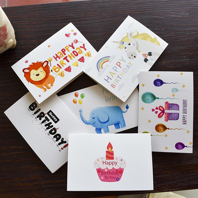 24Pcs Cartoon Greeting Cards Lovely Children Birthday Greeting Cards Festival Supplies (with Envelope)