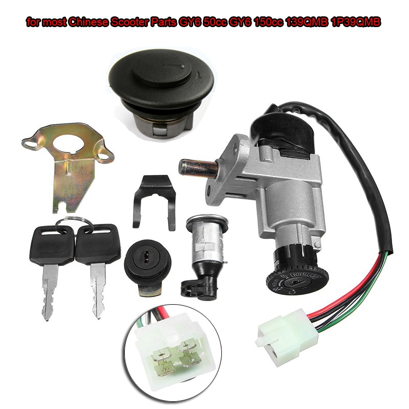 Ignition Switch Key Lock Kit 4 Pins Ports Metal & Plastic Car Accessory Universal For GY6 139QMB 50 125cc 150cc
