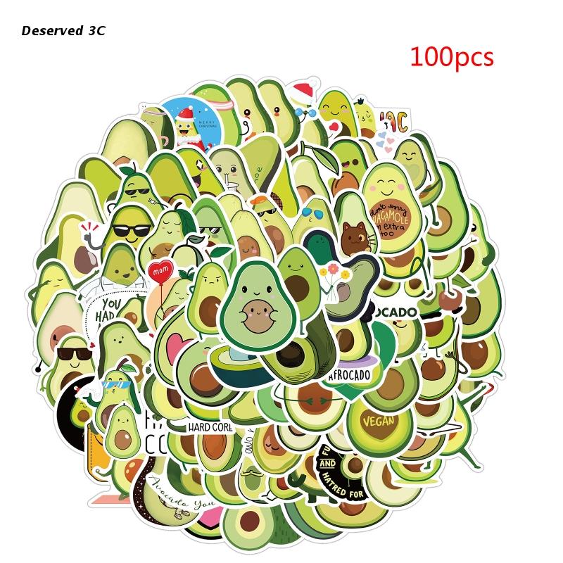 R9CB Avocado Stickers 100Pcs Waterproof Vinyl Decals for Water Bottles Laptop Refrige