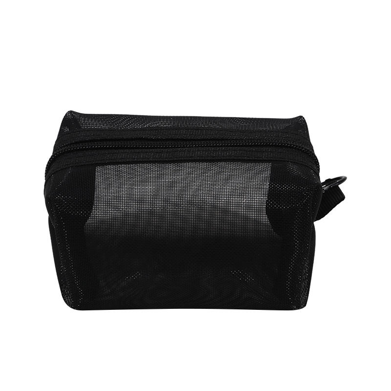 Mini Clear Nylon Mesh Cosmetic Bags Cute Women Small Lipstick Makeup Bags Pouch Data Line Key Earphone Organizer Case: Beige