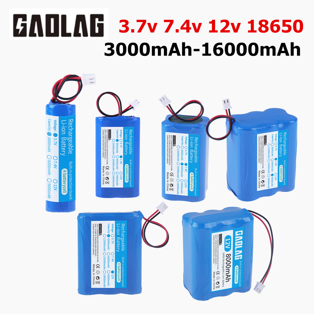 3.7V 7.4V 11.1V 12V 18650 8000mAh with wires Lithium ion rechargeable battery with PCB for Bluetooth Speaker Solar headlights
