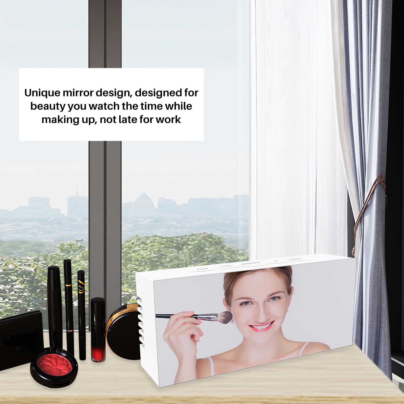 LED Digital Alarm Clock Multifunctional Electronic Clock Portable Bedside Clock with Temperature Display Snooze Memory Function