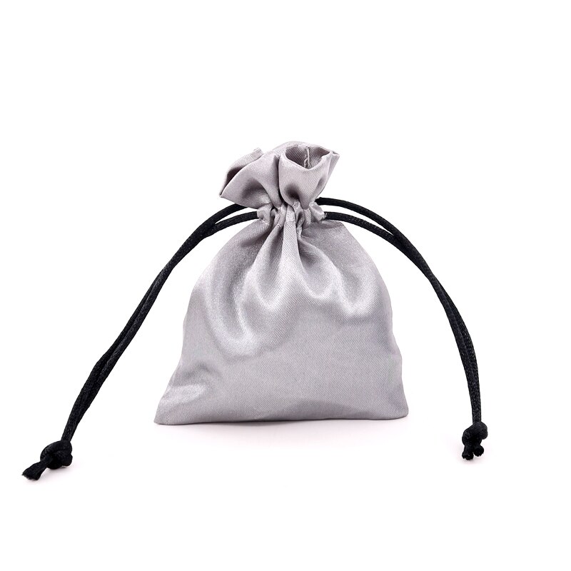 10pcs Silk Drawstring Bag Luxury Satin Wedding Jewelry Packaging Bag Small Ring Earring Jewelry Storage Bag Pouches 7colors: Grey / 8x10cm