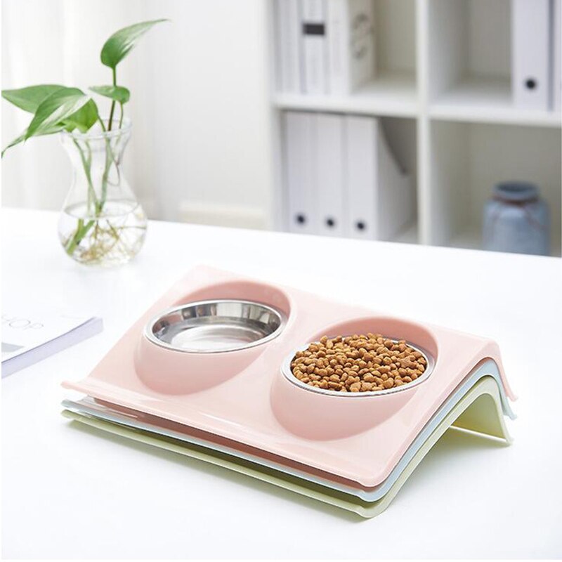 anti splash stainless steel pet bowl double bowl cat food basin dog product water basin rice basin anti overturning package