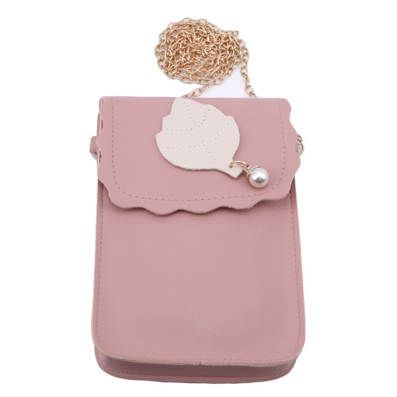 Leaf Pink Phone Bag For Phone Model Case Cellphone Pouch Shoulder Bags Leather Cover Wallet Purse