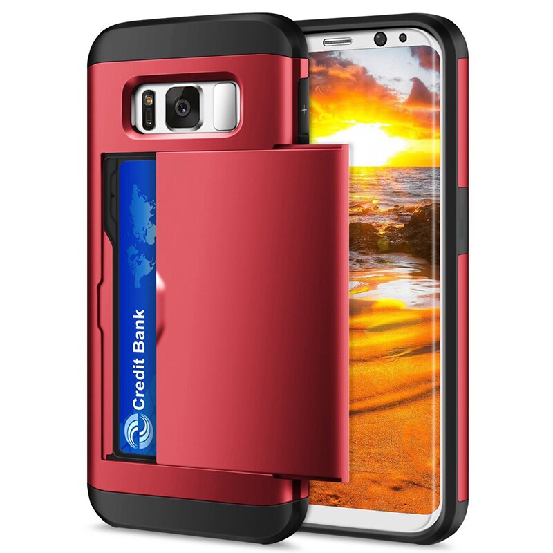 For Samsung Galaxy S8 S8 Plus S8+ Samsung S 8 S8plus Case Cover Protective Credit Card Holder ID Slot Coque Cover Funda Capa: for Galaxy S8 Plus / Red