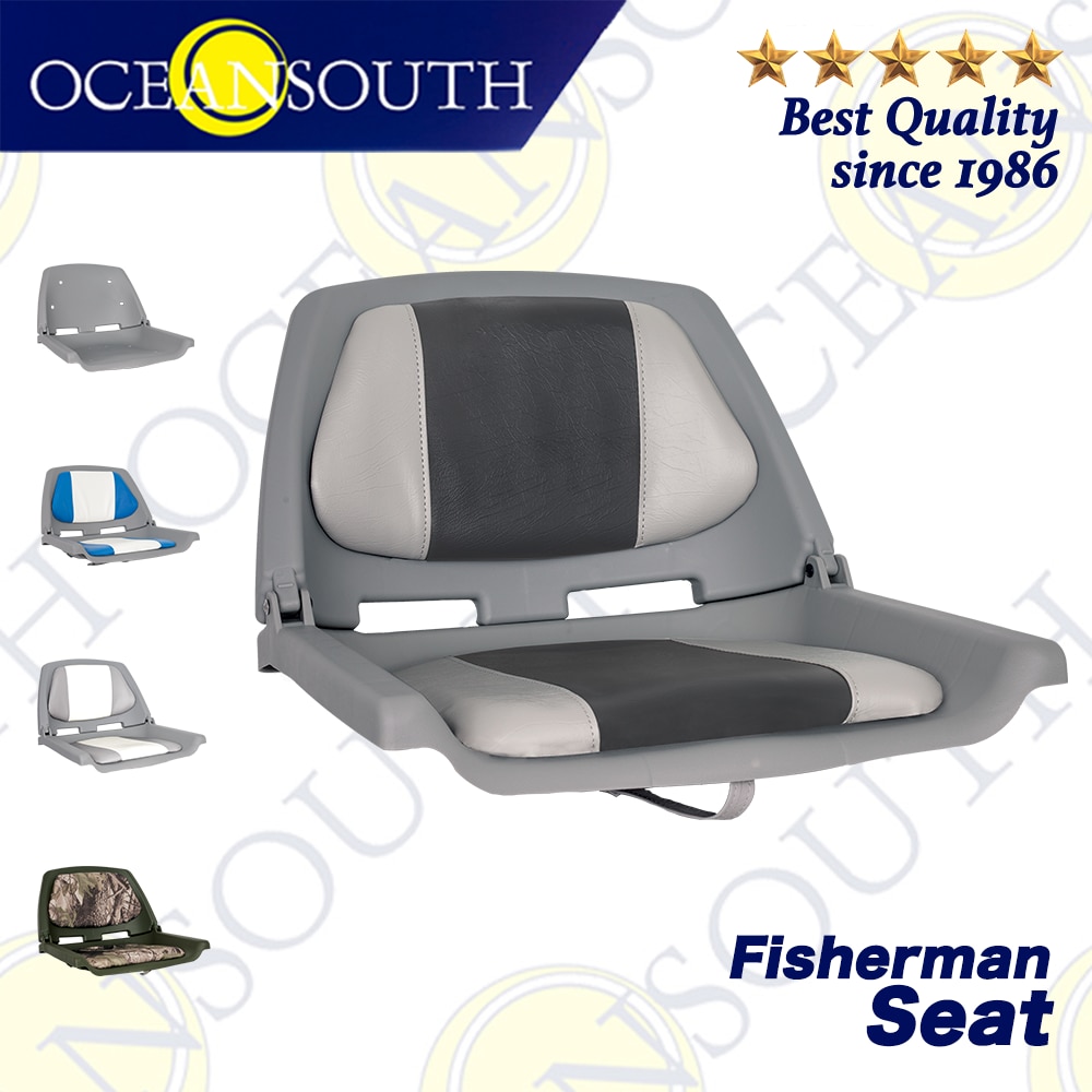 Oceansouth Fisherman Boat Seat Marine-Grade Polymer Low-Back Moulded Folding Seat Fishing Boat Accessories