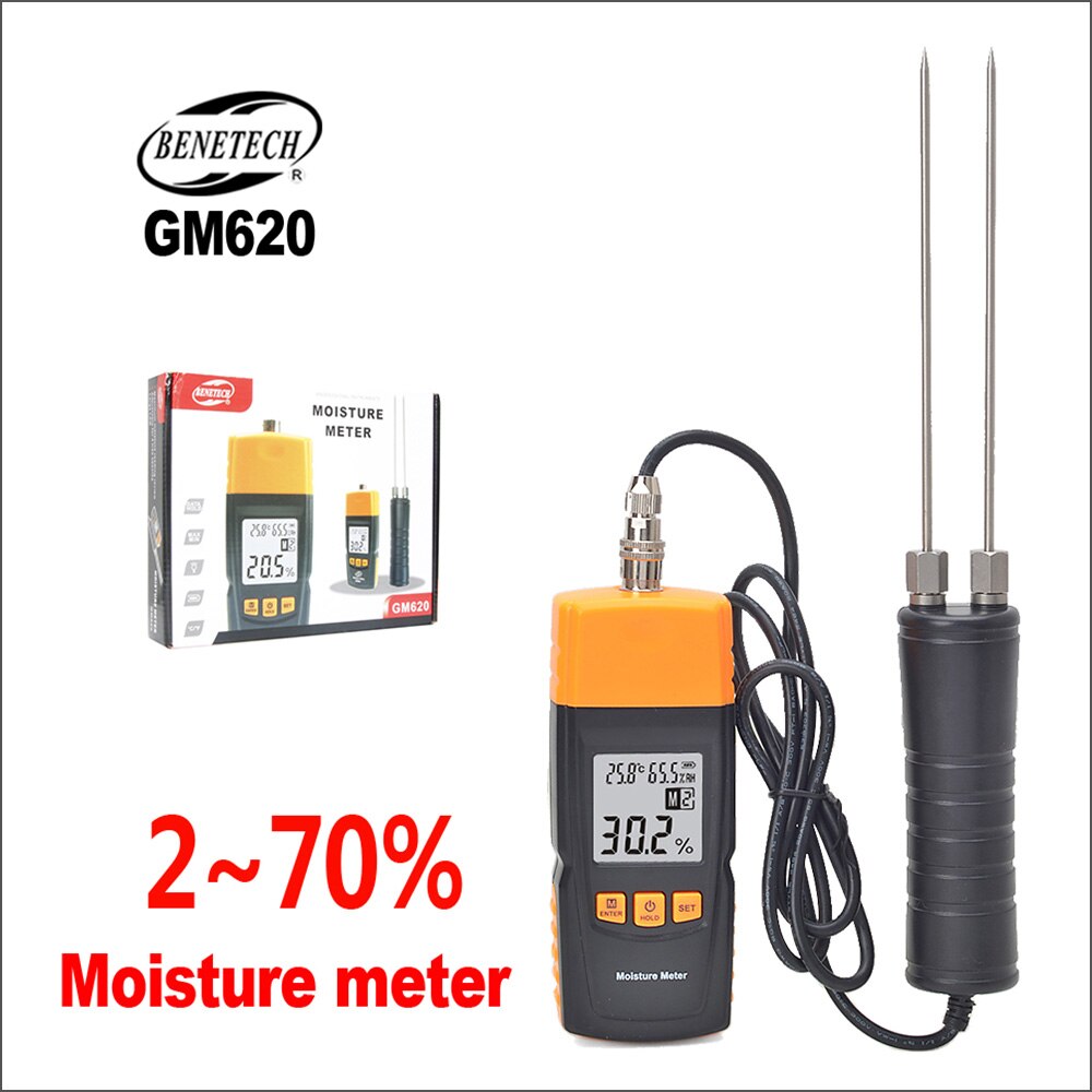 Benetech Hout Vochtmeter Digitale Vochtigheid Tester Draagbare Hout Vochtmeter GM620 2 ~ 70% Elektrische Houtbewerking Hygrometer