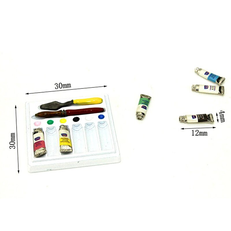 1:12 Schaal Diy Poppenhuis Miniaturen Houten Aquarel Verf Tool Coloring Aquarel Poppenhuis Decor