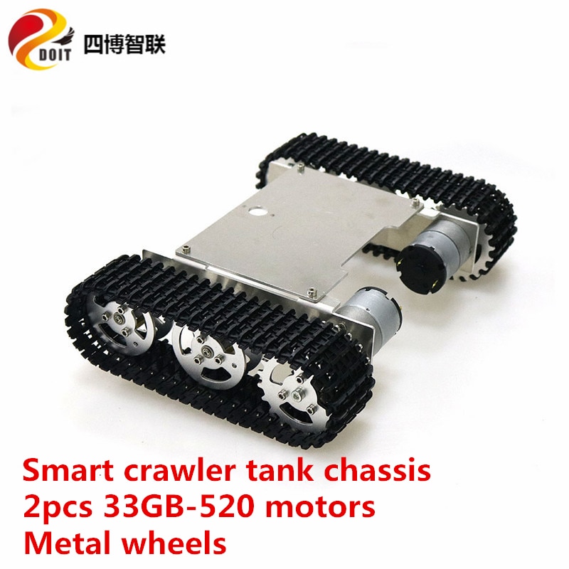 SZDOIT Metal Crawler Robot Tank Chassis Kit Smart Tracked Vehicle 2pcs 33GB-520 Motor DIY For Arduino Education Competition Toy