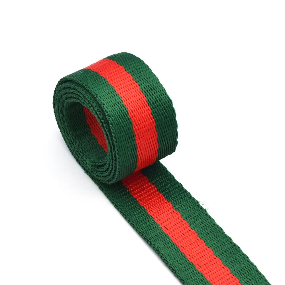 1 1/2" 1" Green Red Stripe Webbing Cotton Webbing Heavy Duty Ribbon for Bag handles Bag Camera Purse Strap Dog collar Sewing