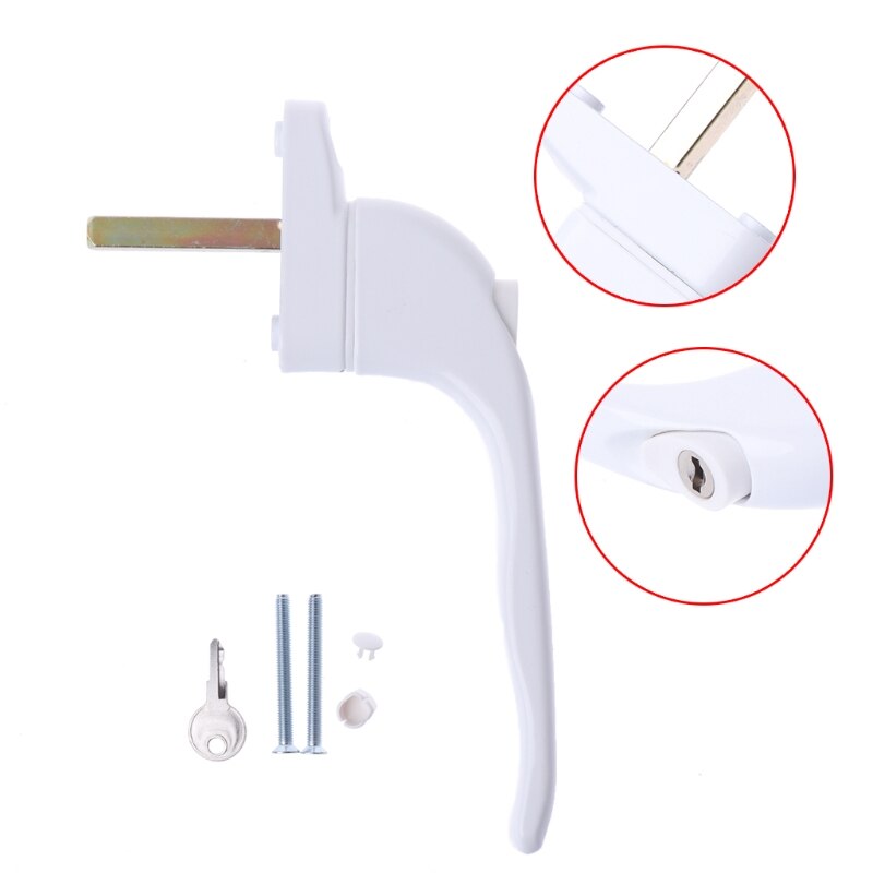 Poignée de fenêtre universelle en pvc, blanche, verrouillage à clé, pour Double vitrage, interrupteur de sécurité, porte coulissante en alliage d&#39;aluminium