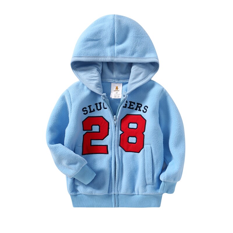 Baby Jongen Jas Kinderen Jas Herfst Meisje Uitloper Jas Capuchon Fleece Cartoon Geborduurde Rits Top: Blue / 1T