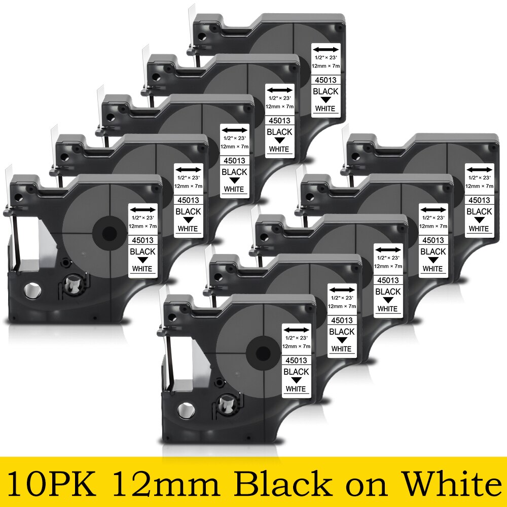 Hard Case Voor Dymo Labelmanager 160 280 Colorpop Label Printer Eva Doos Dragen Beschermende Case Tas Voor Dymo D1 45013 label Tape: 10PK Black on White