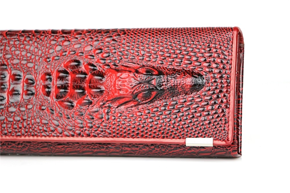 Genuine Leather 3D Embossing Alligator Ladies Crocodile Long Clutch Wallets Women Wallet Female Coin Purses Holders Brand