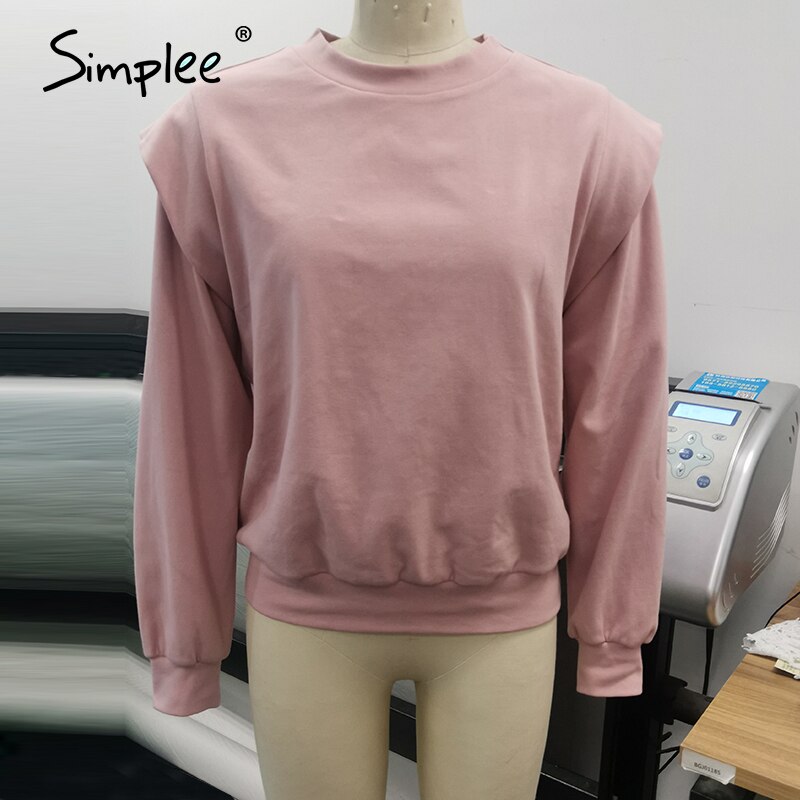 Simplee – sweat-shirt rose décontracté à manches longues pour femme, haut à capuche surdimensionné, ample, collection automne-hiver: Modèle 2 / S