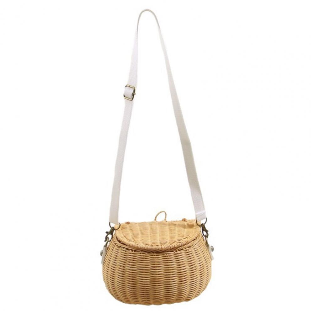 Cesta de armazenamento para meninas, portátil, durável, resistente ao desgaste, de vime, mochila para meninas