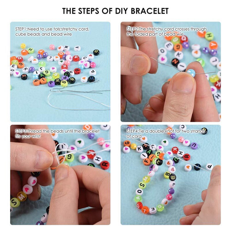 Cuentas acrílicas con letras en inglés, abalorios cuadrados planos del alfabeto, pulsera, collar para la fabricación de joyas, juego de bricolaje, juguetes para niños