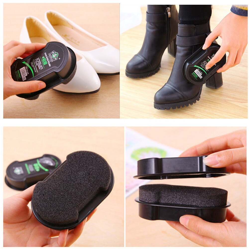 1 stücke Multifunktionale Doppel-Konfrontiert Schuhcreme Farblos Licht Schuhe Reiben Leder Pflege Öl Schwamm Schuh Wachs Schwarz Schuhe pinsel