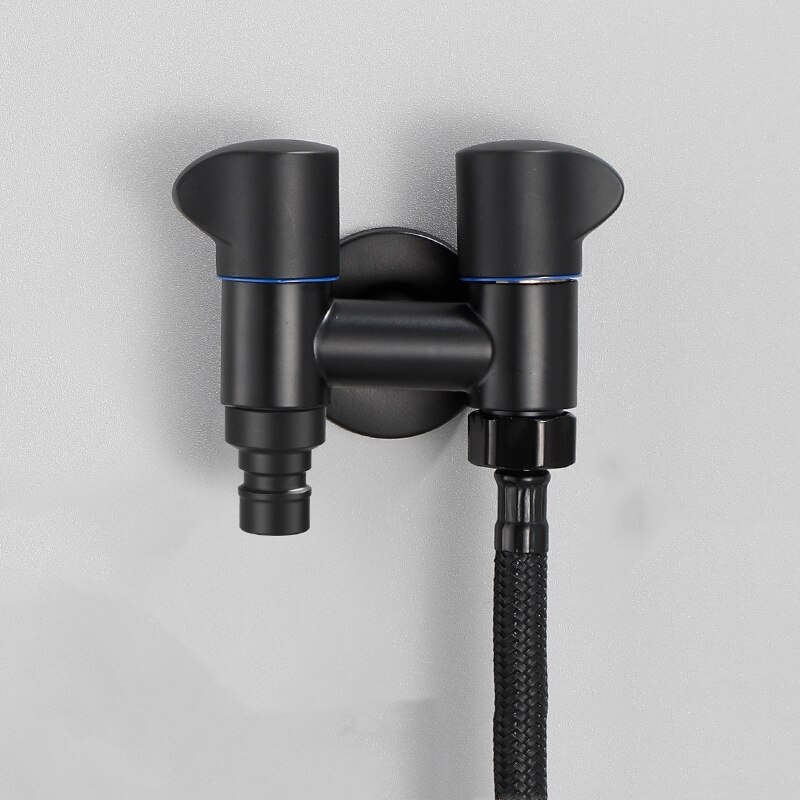 1pc Laundry Bibcock Brass Black/Black Gold Wall Mount Double Using Water Faucet Bathroom Accessories Outdoor Sink Garden Taps: D