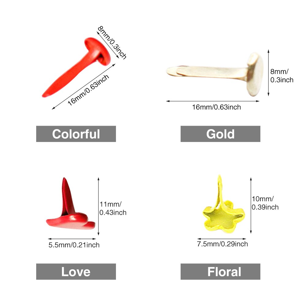 100pcs Durable Card Making DIY Clasps Embellishments Craft Mini Brads Multipurpose For Kids Lightweight Iron Paper Fastener