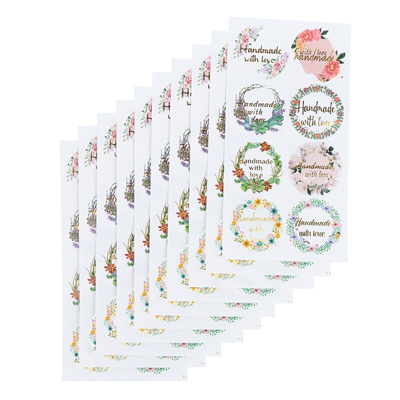 Pegatinas de boda hechas a mano, etiquetas redondas Kraft, 1,5 pulgadas, 80 Uds./10 hojas