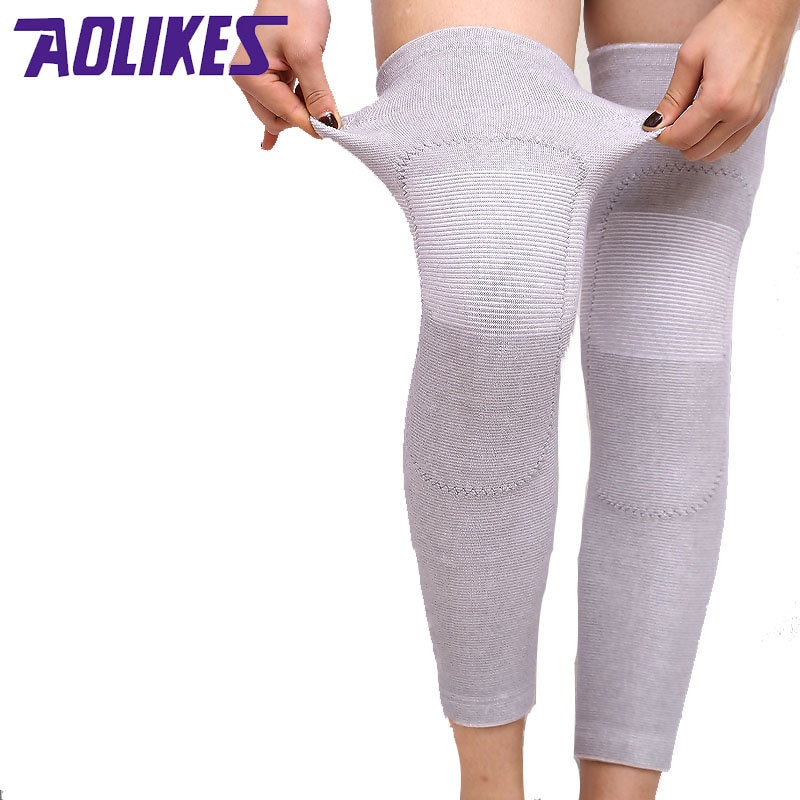 Aoloks-rodillera de apoyo para la rodilla, protector elástico para lesiones en el gimnasio, cálido, ideal para el invierno, 1 par