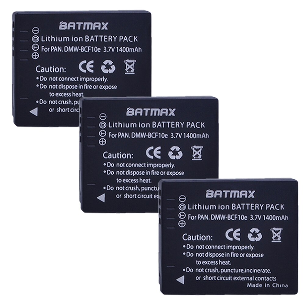 Batamx 1400mAh DMW-BCF10 DMW-BCF10E DMW-BCF10PP Battery+LCD USB Charger for Panasonic Lumix CGA-S/106B, DMC-F2, DMC-F3, DMC-FH1: 3 battery