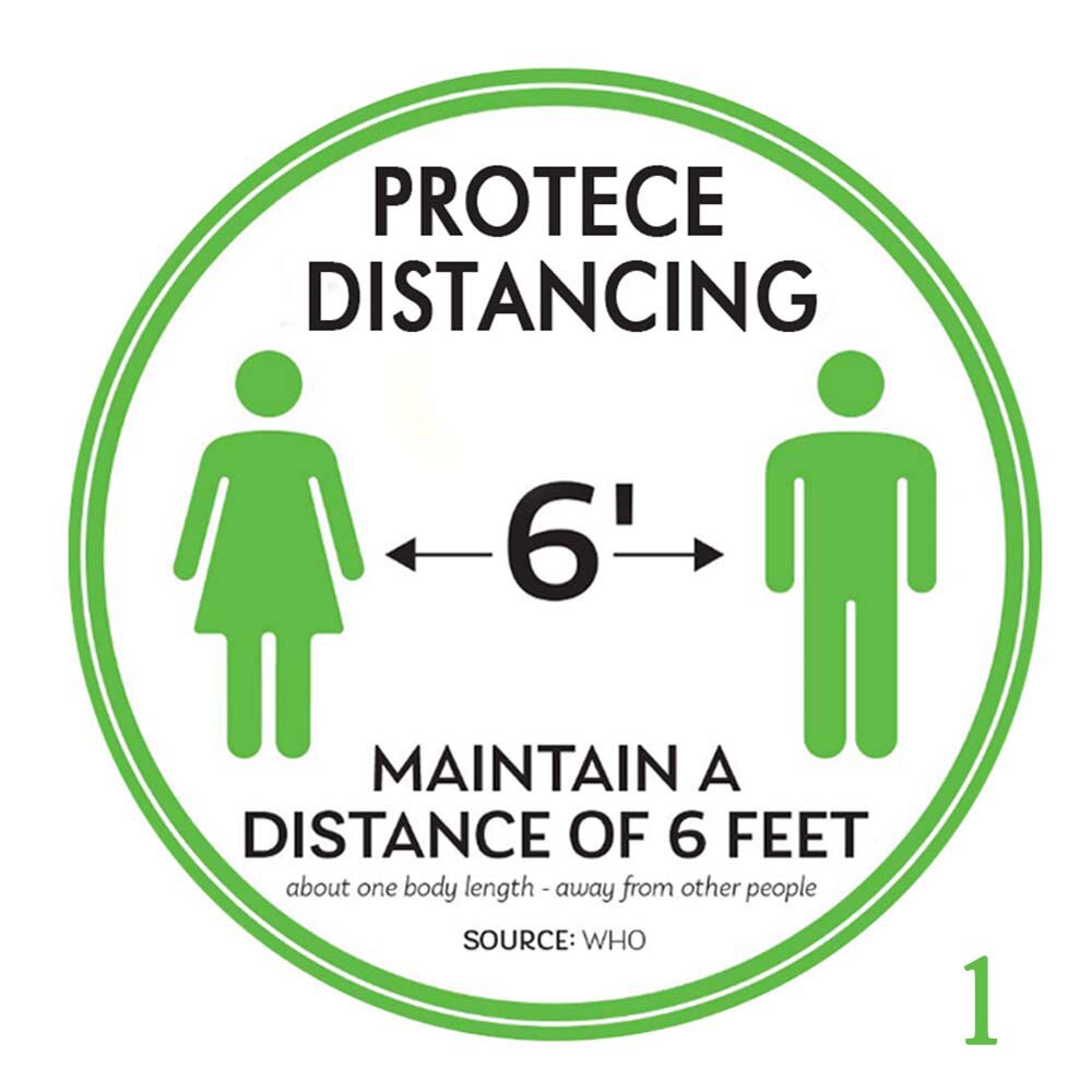 Social Distancing Floor Sticker Indoor Outdoor Ground Sticker Safety Floor Sign Decal Sticker Protece distancing Stickers: 1