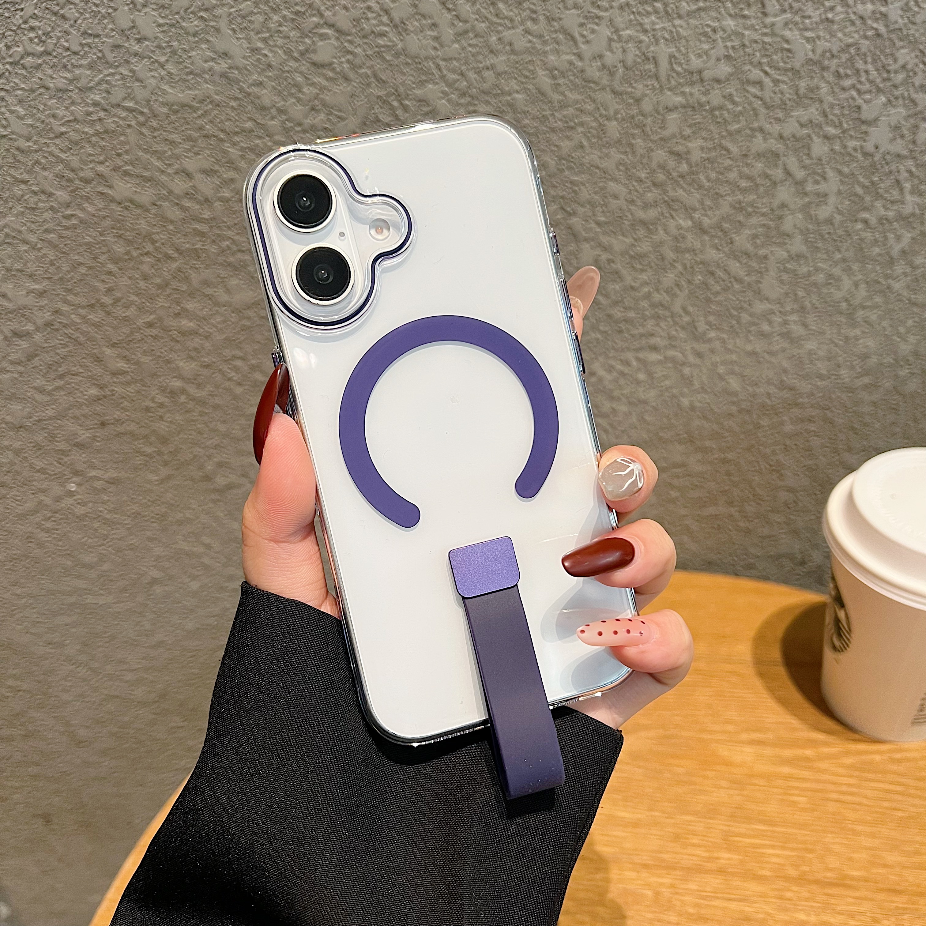 Funda de teléfono móvil transparente magnética para Iphone 16 15 14 13 Pro Max anillo tipo C funda de teléfono magnético para Iphone 16 15 Pro Max: Gris / IPhone 15
