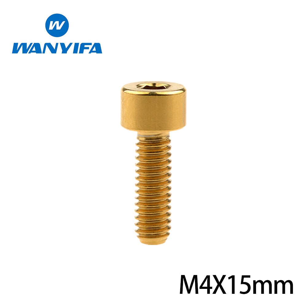 1Pcs Titanium Bolt M4x10 12 15mm Standard Head DIN912 Inner Hexagon Titanium Bicycle Stem Screws for Bike Parts: M4x15mm Gold