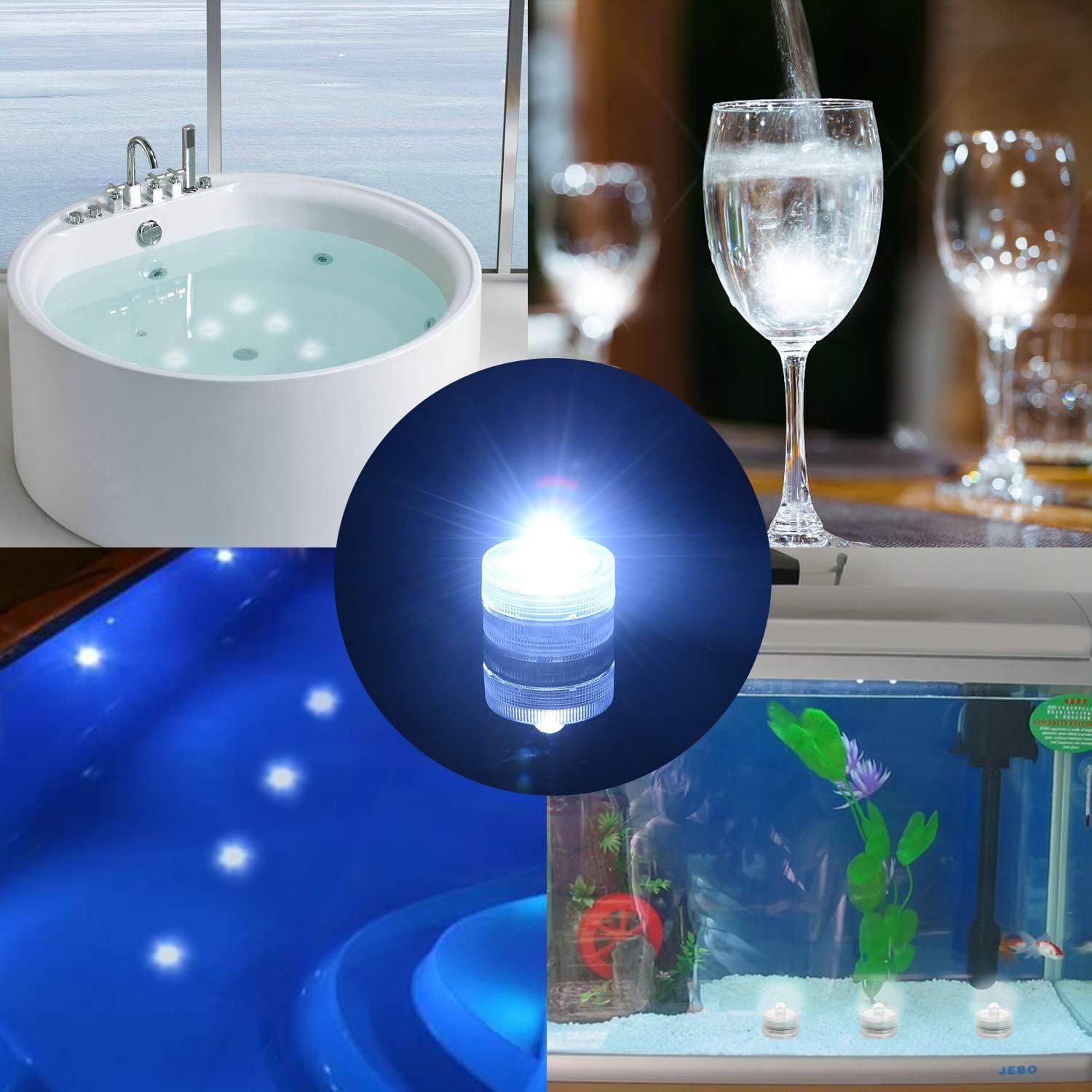Velas LED sin llama, luces de té impermeables, luces LED subacuáticas para piscina, lámpara decorativa, vela para pieza de boda