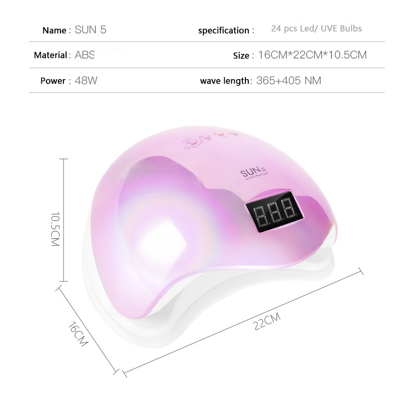 SUN5 48W Dual UV LED Nagel Lamp Nagel Droger Gel Polish Curing Licht met Bodem 30 s/60 s Timer LCD display