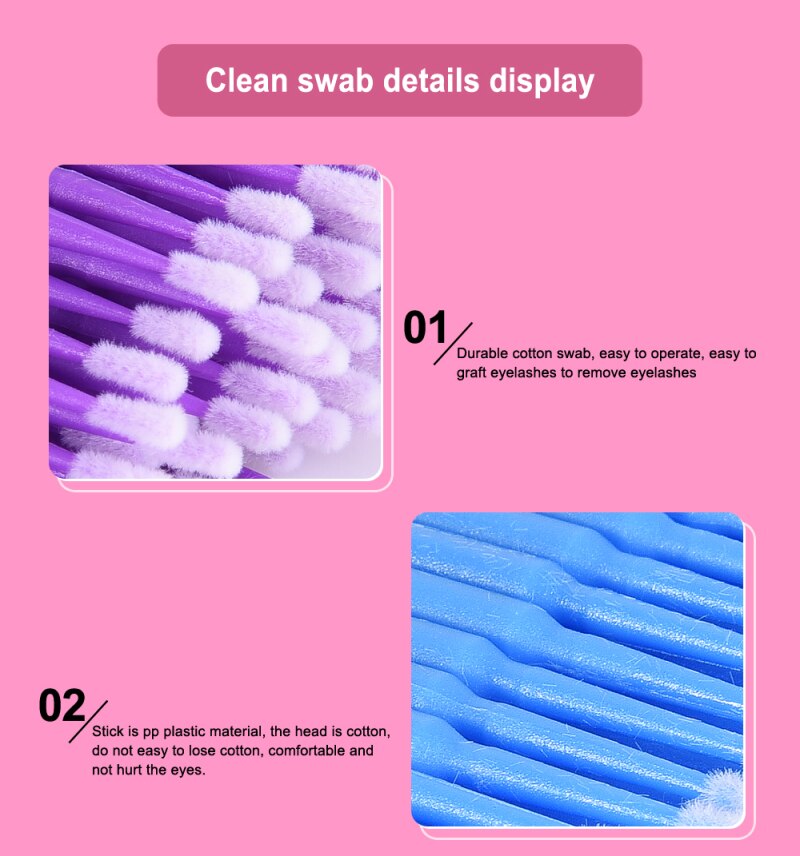 100 Pcs Wegwerp Wattenstaafje Dental Mircro Brush Mascara Wands Wimpers Cosmetische Wattenstaafjes Applicator Borstels