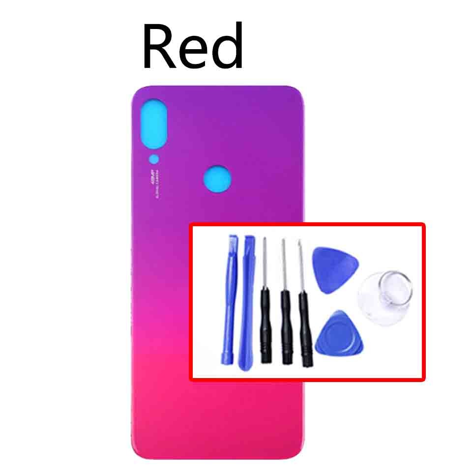 Para xiaomi redmi nnote 7 pro bateria de volta capa painel vidro porta traseira habitação caso substituição do escudo: Red-With tool