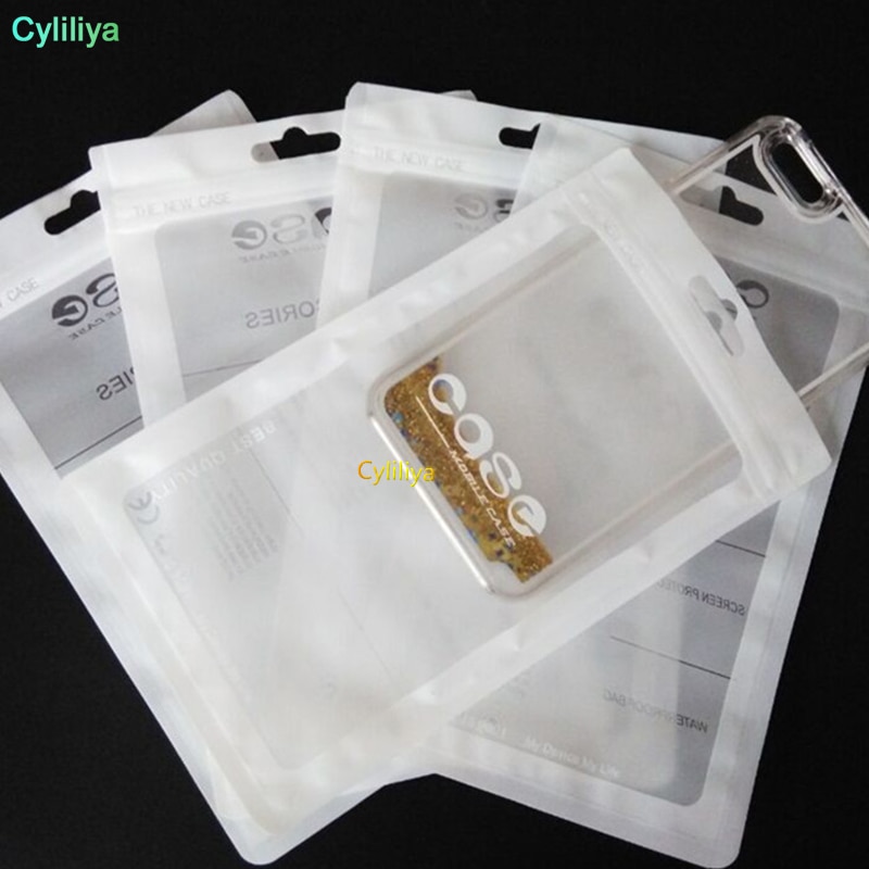 100Pcs 12X20cm Plastic zipper Bag Cell Phone Accessories Mobile Phone Case Cover Packaging Package Bag for iPhone 8 7 6S 6 Plus