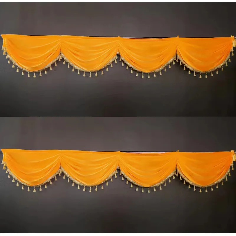 2 Meter Velvet Curtain Swag Tassel Table Cover Wedding Backdrop Table Skirts Stage Background Drapery Party Banquet Walls Decor: Gold