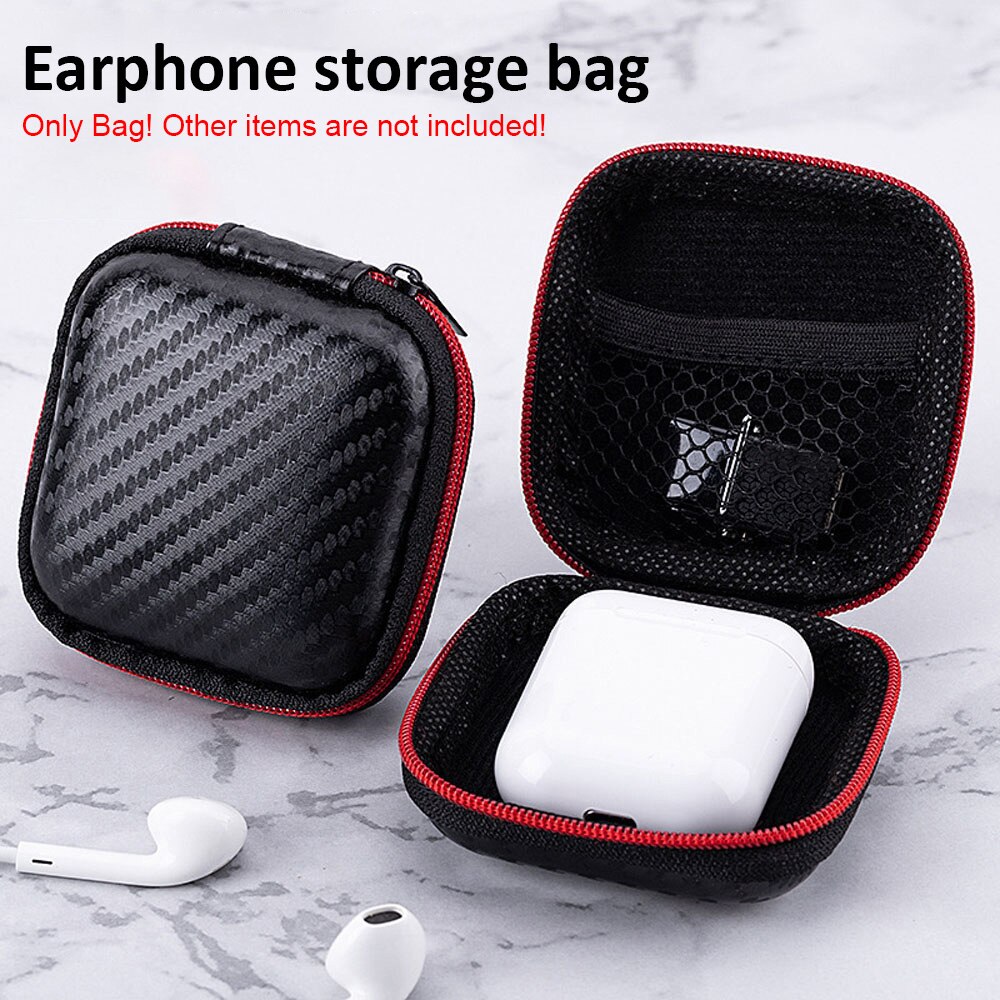 Draagbare Oortelefoon Doos Met Rits Opslag Mini Zak Ronde Vierkante Harde Tas Oortelefoon Voor Oortelefoon Sd Zak Tf Card Closet organizer