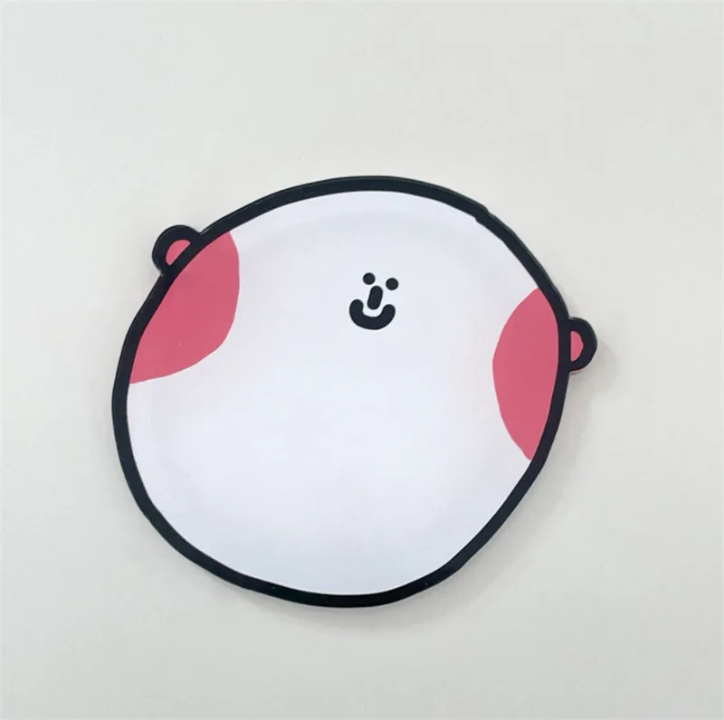 Posavasos acrílico antideslizante con almohadilla para taza de dibujos animados, resistente al calor, para escritorio, mantel individual para mesa, posavasos con aislamiento térmico: Blanco