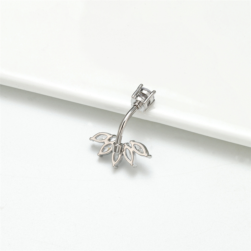 Zirkoon Dangle Navel Ringen 14G Chirurgisch Staal Piercing Gebogen Barbell Reverse Navel Bar Vrouwen Sexy Accessoire Lichaam Sieraden