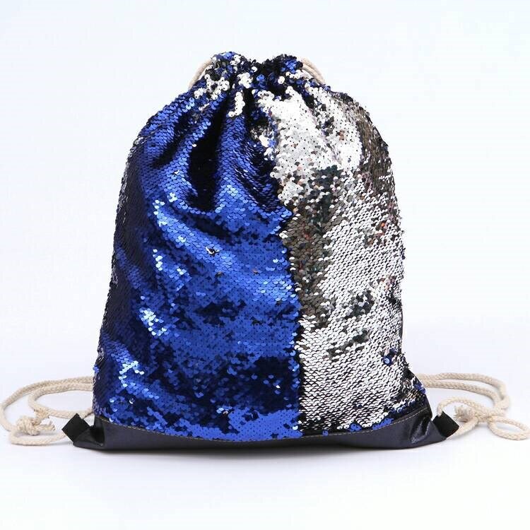 Arrivel Mermaid Sequin Drawstring Bag Reversible Sequin DIY Backpack Glittering Shoulder Bag for Gym Training Travel: Blue