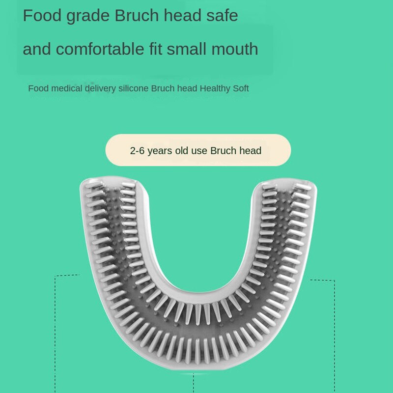 Elektrisk tandbørste børn silikone automatisk ultralyd tænder tandbørste tegneserie mønster børn hjem smart 360 grader xiaomi