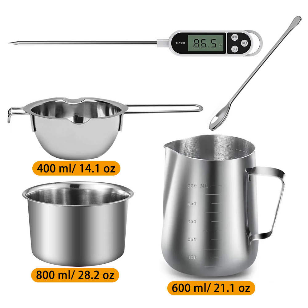 Candle Making Pouring Pot Stainless Steel Double Boiler Wax Melting Pot DIY Candle Making Starter Kit For Beginer: Dark Khaki