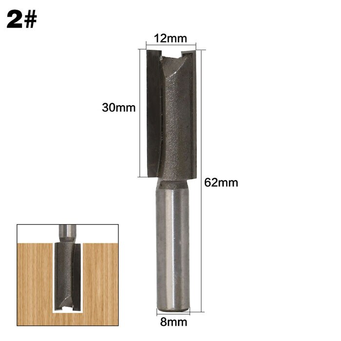 1pc 8mm Shank Straight Long Blade Flush Trim Wood Router Bit Industrial Grade Two Flute Woodworking Milling Cutter