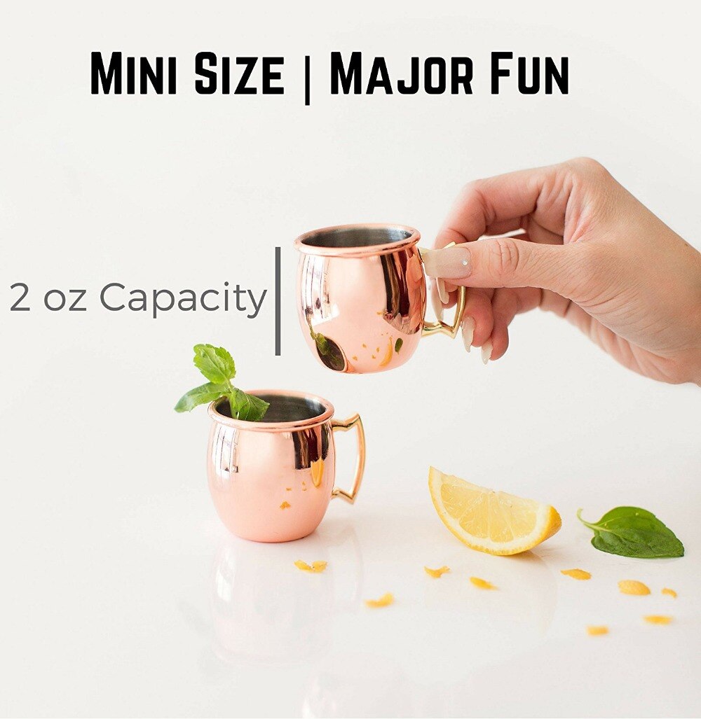 Mini 2-Ounce Rvs Moscow Mule Mok Espresso Mokken Koper Mok Whisky Shot Glazen Set van 4