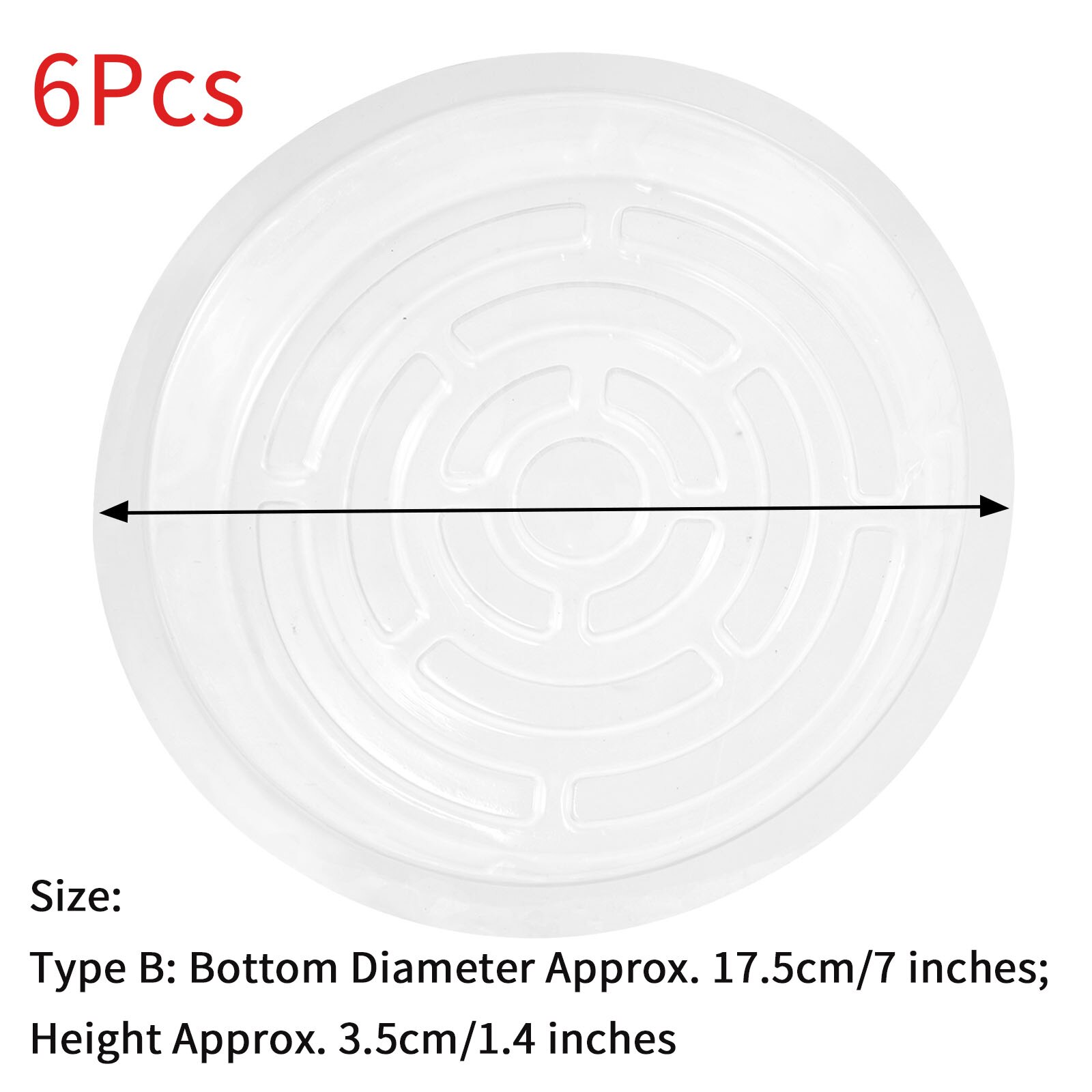 6 Round Drip Trays Flower Pot Holder Container Plastic Dripping Plates for Indoor Outdoor Plant Pots Garden Balcony Planter Tray: Transparent B