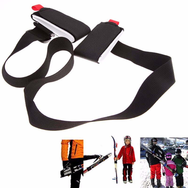 Verstelbare Black Ski Carrier Schouder Slee Riem Schouder Handvat Dual Carrier Koppelverkoop Ski Sling Bretels Schouder Carrier: Default Title